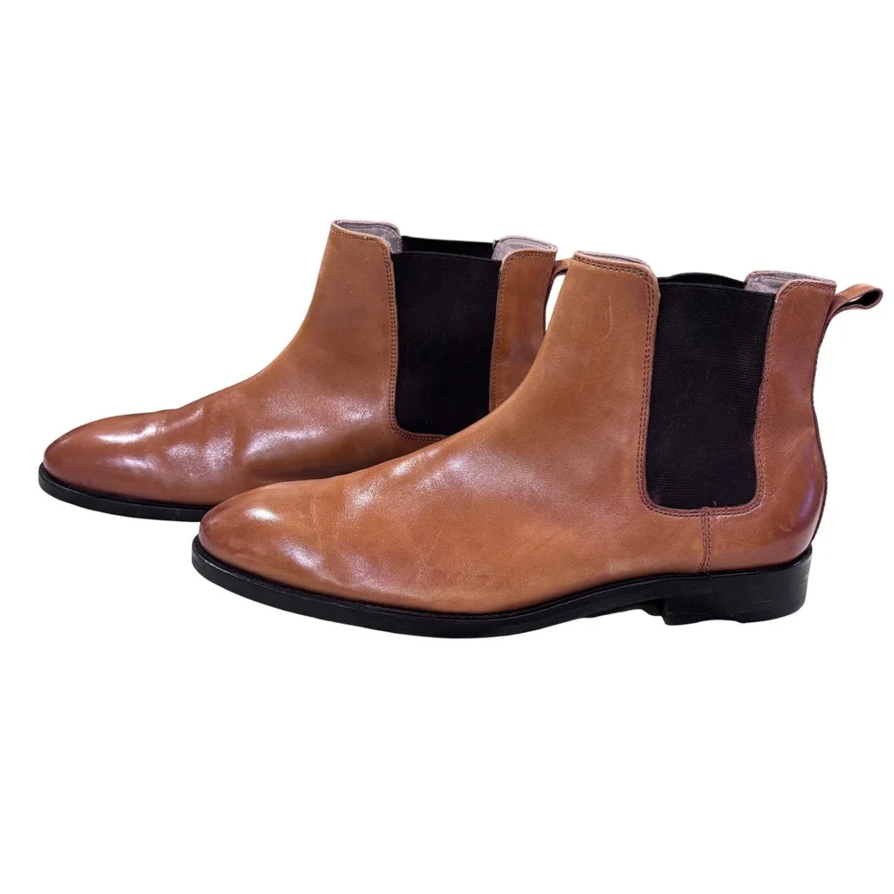 Banana Republic Leather Chelsea Boots Elastic Sides Pull-On Tan Men's Size 10‎